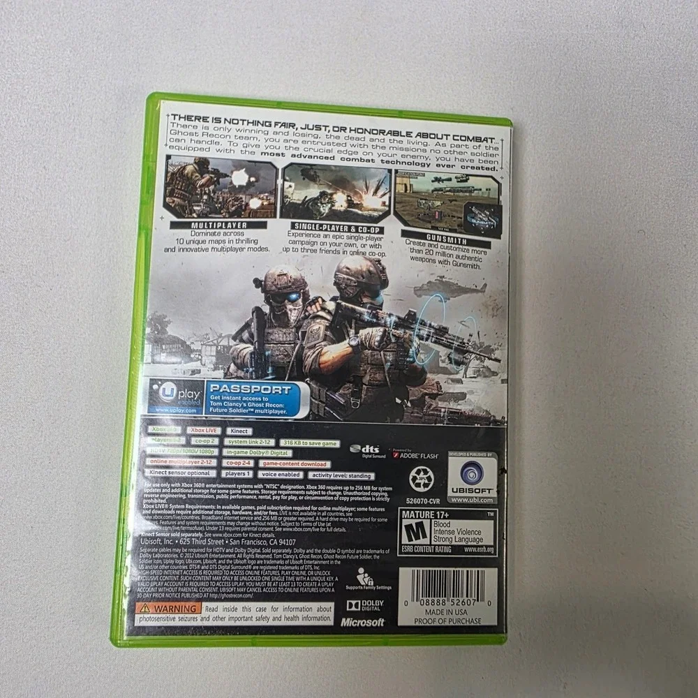 Tom Clancy's‎ Ghost Recon Future Soldier Microsoft Xbox 360 2012 Complete Set